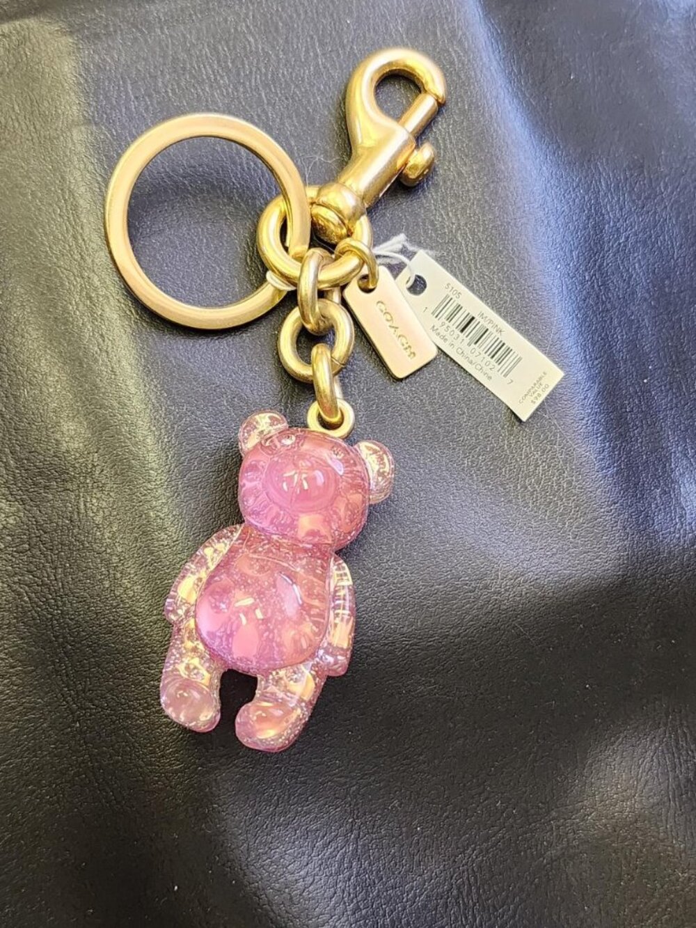 Coach Pink Glitter Resin Bear Handbag Charm / Keychain - Picture 2 of 7